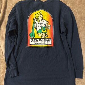 kanvas & Katin Navy Graphic Long Sleeve Shirt with Sunset Surf Print